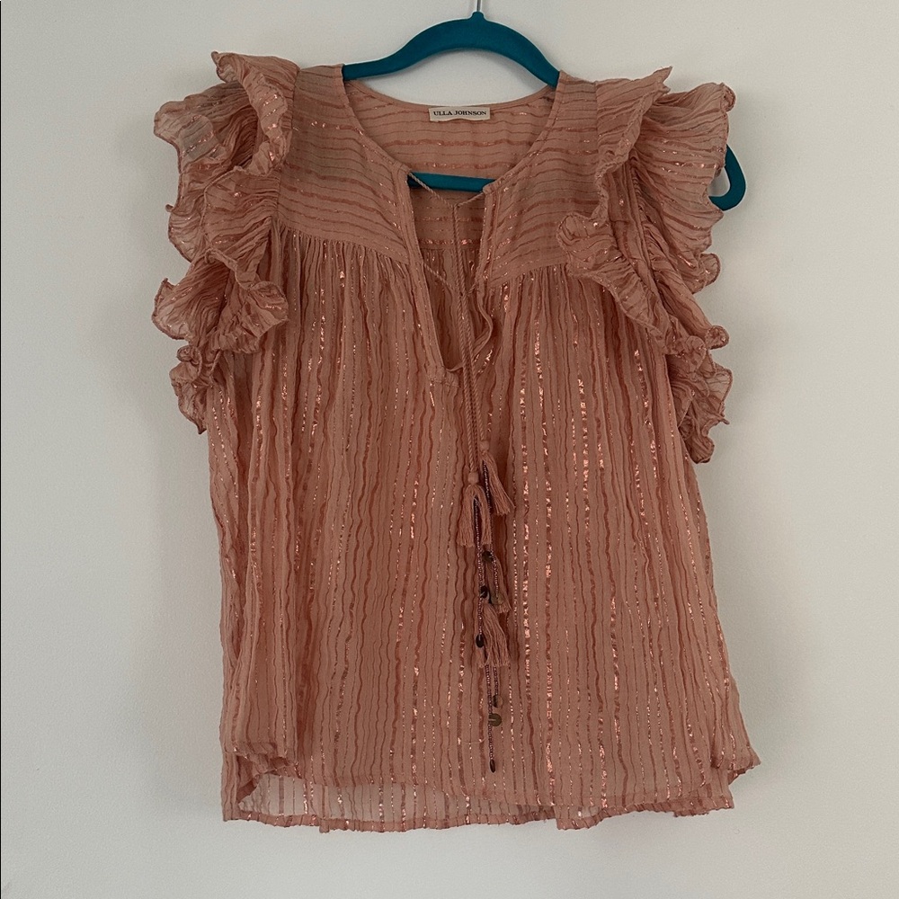 Ulla Johnson Ruffled Blouse in Dusty Rose